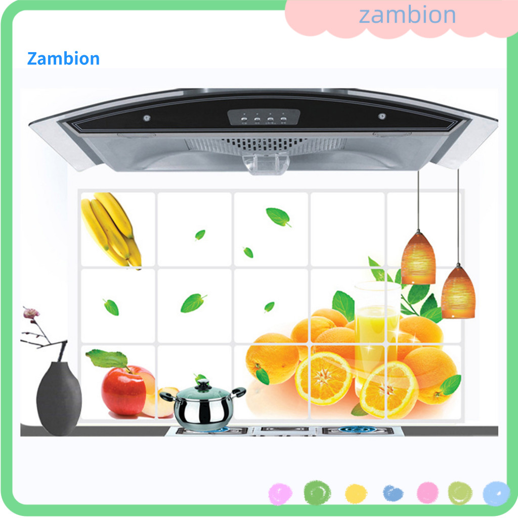 Easy Clean Wall Stickers Oil-proof Kitchen Sticker Orange Fruit Design Self-adhesive Waterproof Heat-resistant Decal for