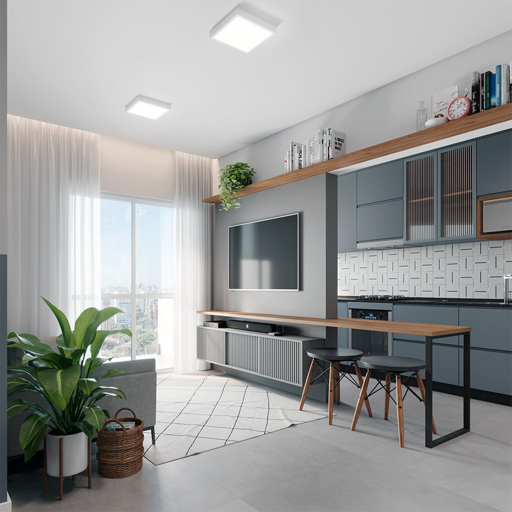 Kit 10 Painel Led Plafon 18w ou 24w 6500k Branco Frio Bivolt Embutir/Sobrepor Branco Alut By Avant
