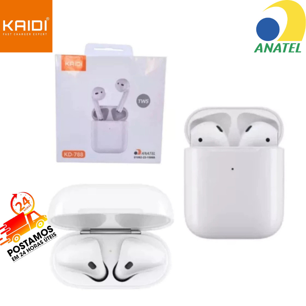 Fone de ouvido Bluetooth sem fio Tws Kaidi Kd-788 Original Barato Com Microfone