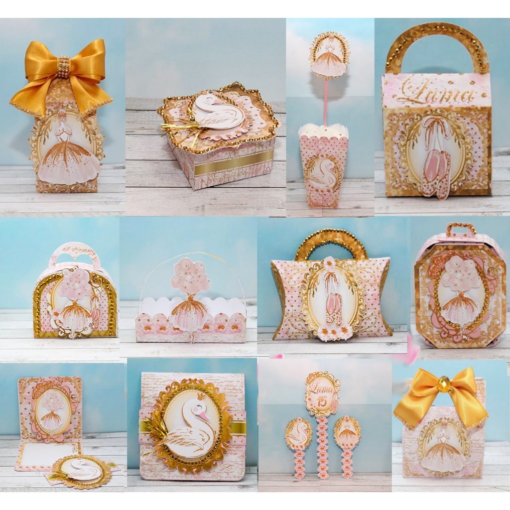 Kit Caixinhas lembrancinha personalizada Bailarina de Luxo Aniversário Festa Infantil