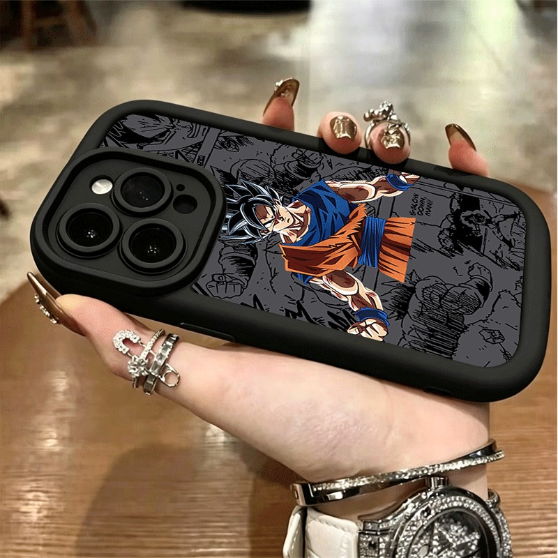 Capa Glitter para Samsung A17 A07 A06 A15 A16 A14 A13 A12 A32 A56 A36 A55 A54 A23 S26 S25 Goku Dragon Ball com Cordão
