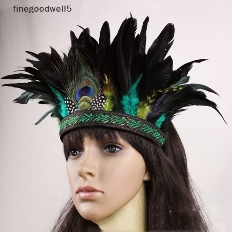 Finegoodwell5 Moda Coroa De Penas Com Alça Decorativa Cocar Indiana Faixa De Cabelo Halloween Cosplay Headwear BELLE