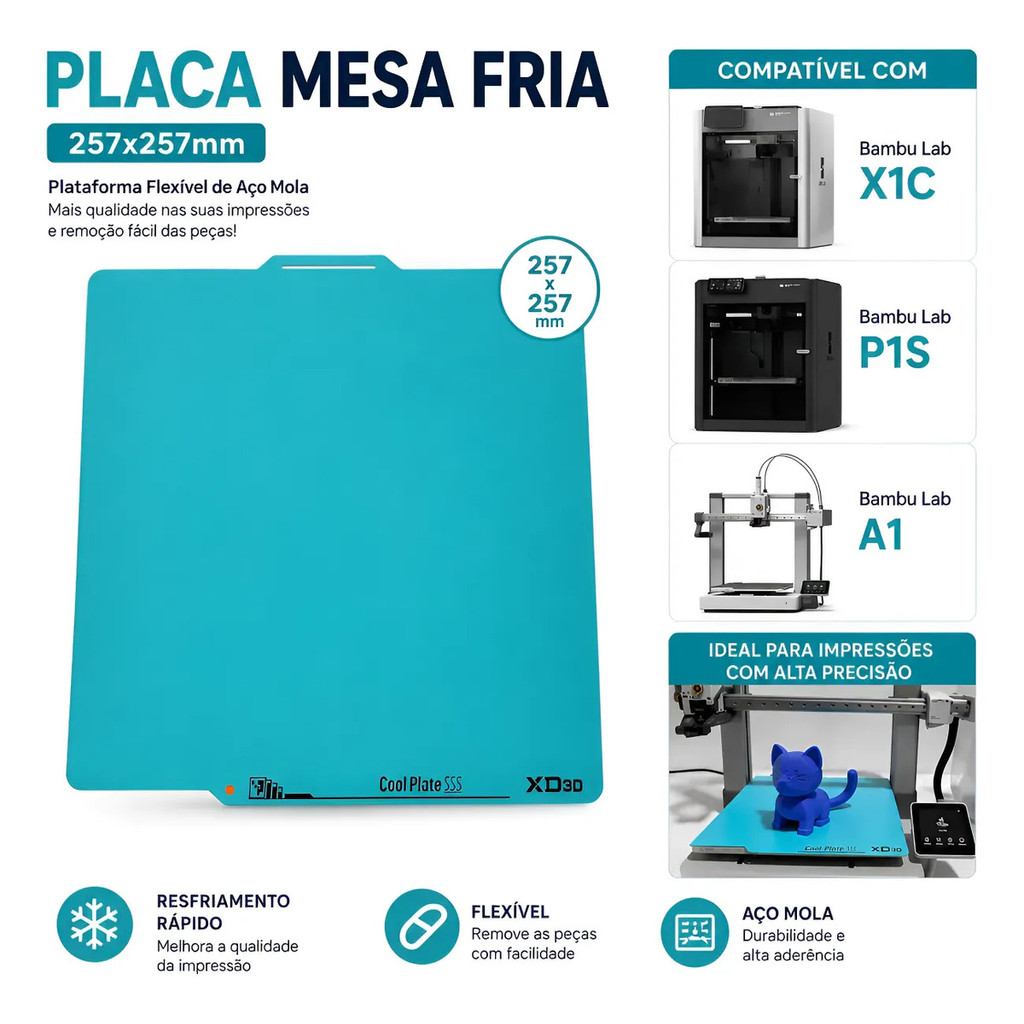 Placa Mesa Fria Xd3d Cool Plate Bambu Lab P1p P1s X1c A1