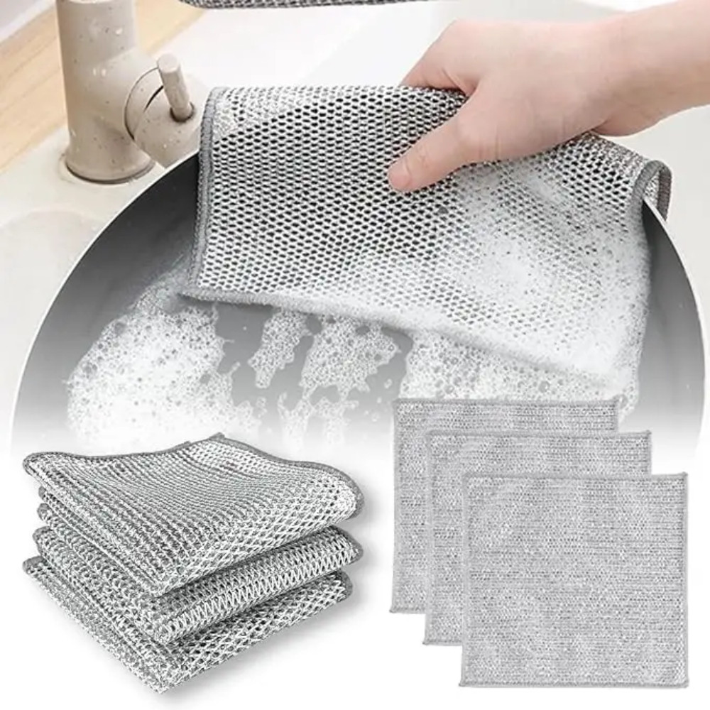Kit Panos De Limpeza Multiuso Para Cozinha Banheiro Fogão Fio De Aço Reutilizável Achadinhos