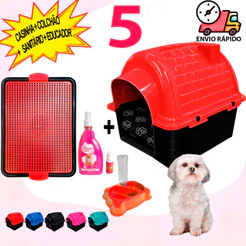Casa Casinha N5 de Cachorro Médio + Caminha Pet Sanitário Higiênico Educador Xixi Sim Não