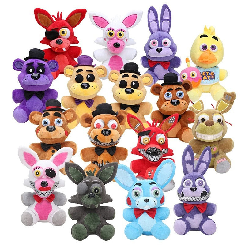 [ESTOQUE PRONTO] Freddy Foxy Bonnie Chica 25 Cm FNAF Cinco Noites Brinquedos De Pelúcia Para Crianças Presente De Aniver