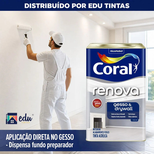 Tinta Latex Direto Gesso Fosca Branco 18 Litros Coral Branco Fosco — imagem 2 de 2