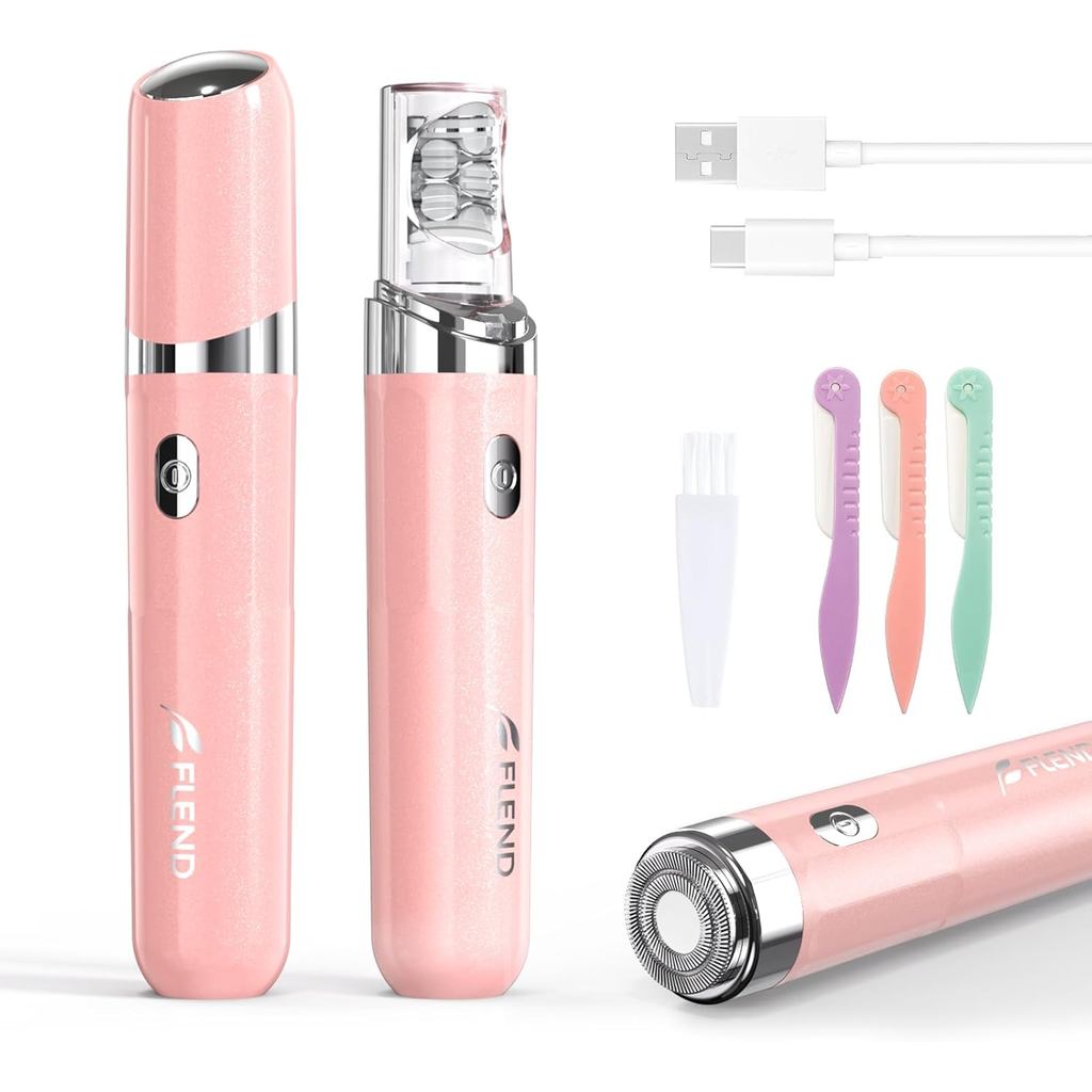 Removedor de Pelos Faciais para Mulheres, Epilador 2 em 1 com Luz LED, Recarregável por USB, Epiladores Elétricos Portát