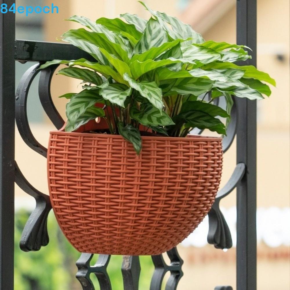 BREPOCH Vaso De Flores Suspenso , Cesta De Suspensão De Parede Resistente Ao Desgaste De Tecelagem De Vime De Plástico ,