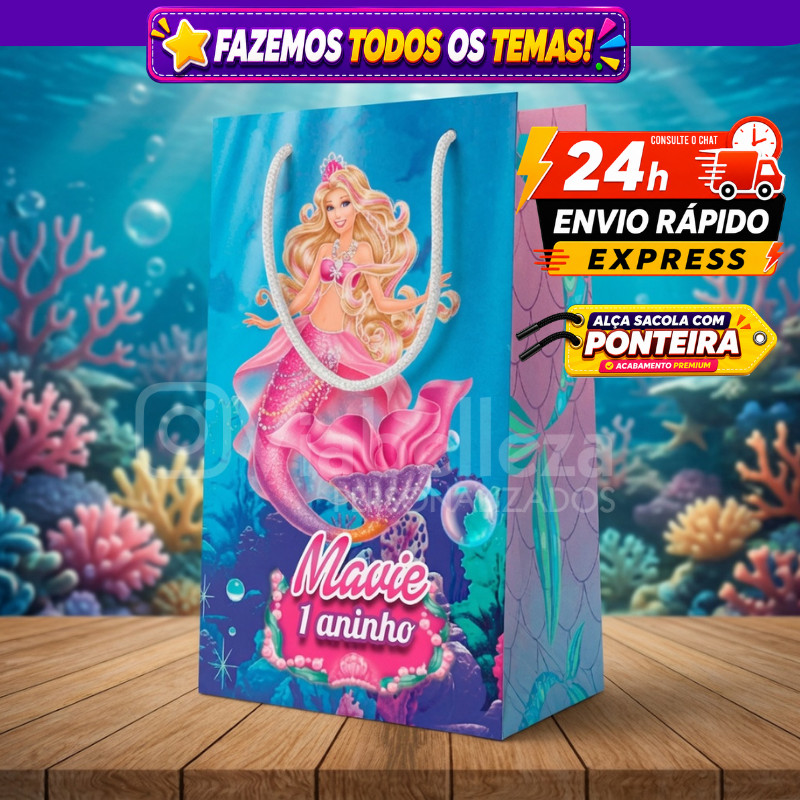🛍️ Kit Sacolinhas Personalizada Barbie Surpresa Lembrancinha de Aniversário Envio Rápido