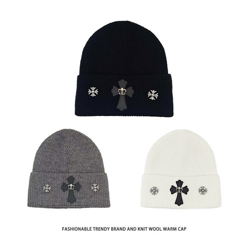 Gorro de Lã Crow Heart, Novo Estilo Urbano Moderno, Versátil para Casais Jovens, Chapéu de Lã Elegante que Deixa o Rosto