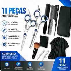 Kit 11 Peças Barbeiro De Barbear Inoxidável Tesoura De Aço tesoura de cabelo