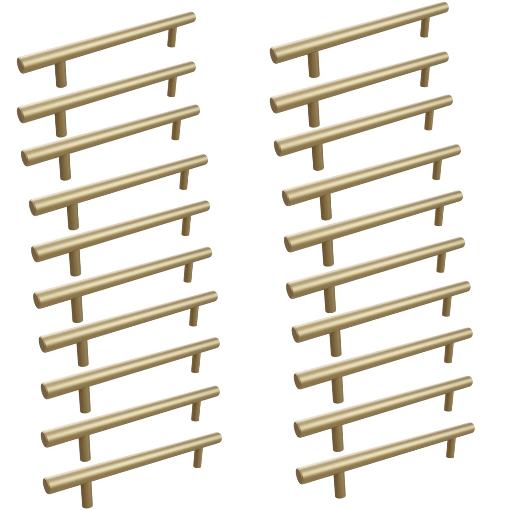 Kit 20 Puxador Haste Dourado Em Inox Redondo 96mm