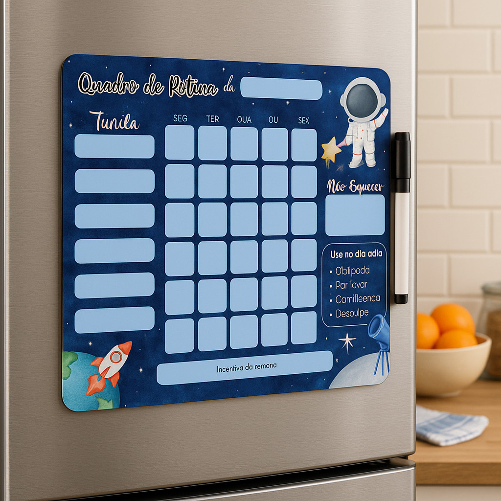 Quadro De Rotina Infantil Geladeira Incentivo Atividade Semana Meninos e Meninas