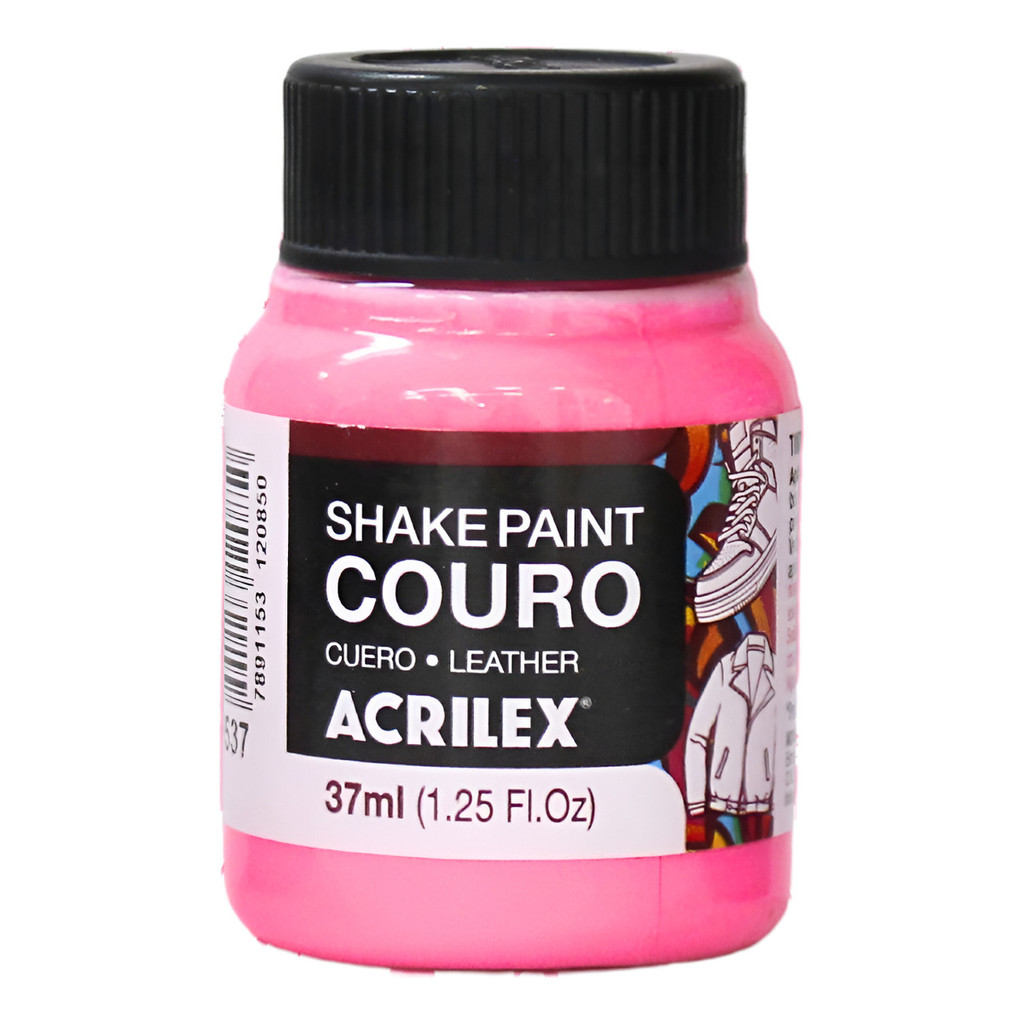 Tinta Para Couro Shake Paint 37ml Acrilex Unidade Rosa - 537 Tinta Proporciona Acabamento Uniforme