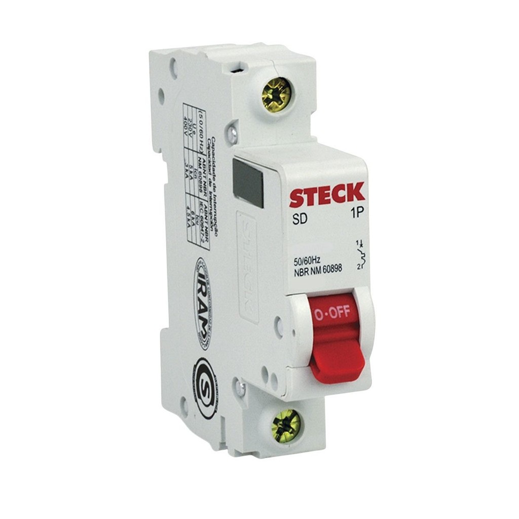 Disjuntor Mini Din Unipolar 10A Curva C SDD61C10 Steck em Oferta na Shopee