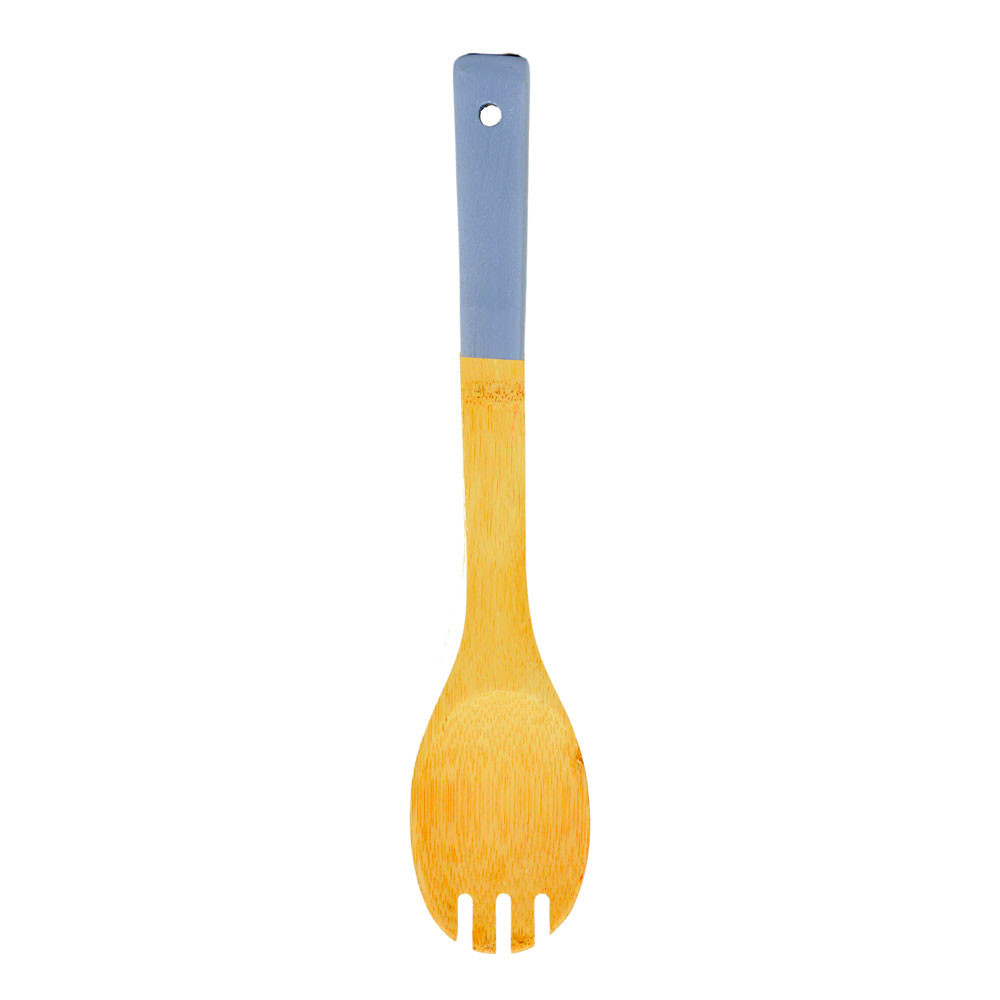 Colher de Bambu Com Dentes Nature 30cm Azul Claro Mai Home