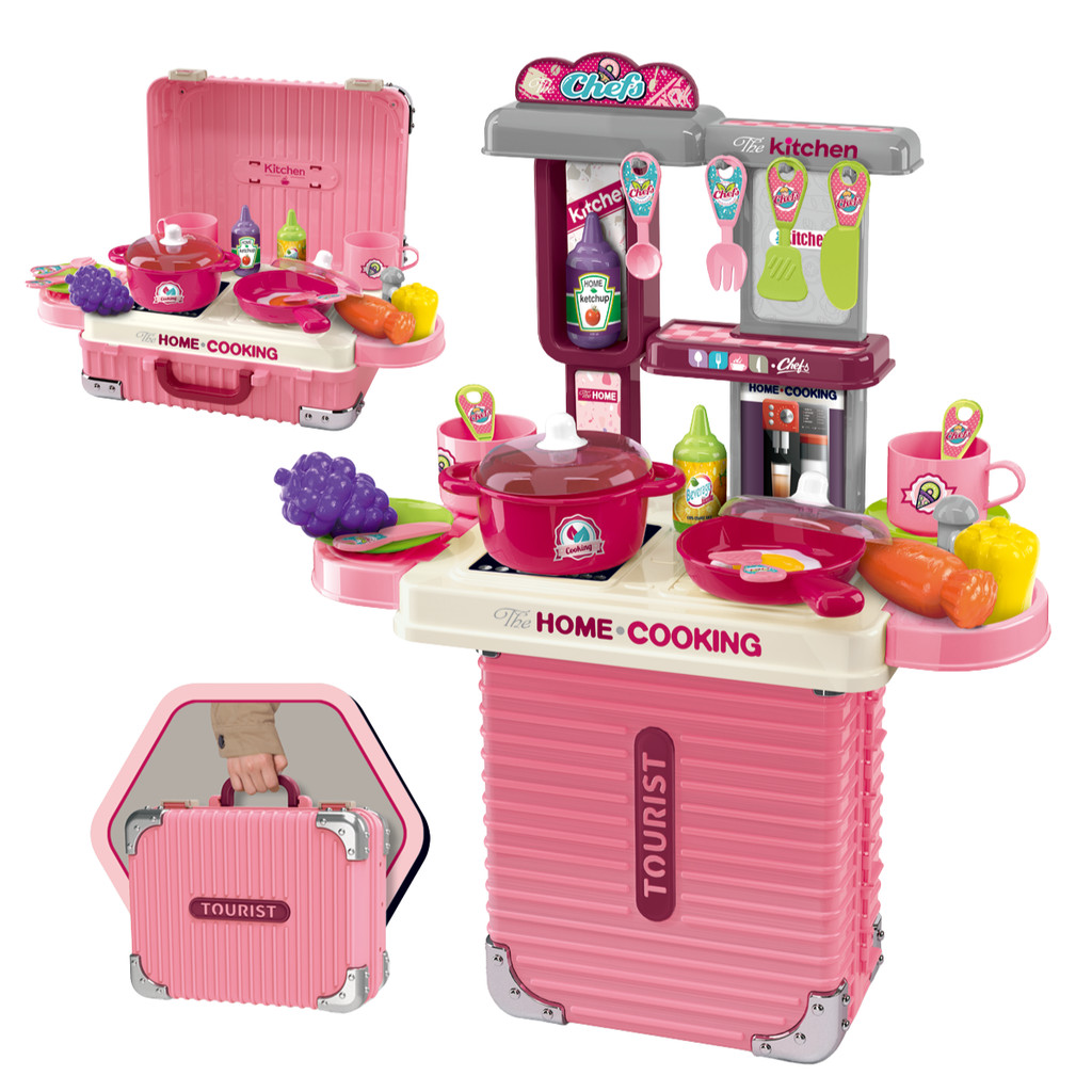 Cozinha Infantil Bancada 3 em 1 Maleta C/31 Peças Maxi Toys em Oferta na Shopee