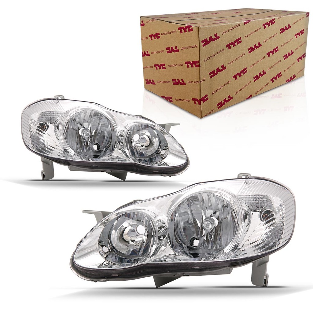 Par Farol Corolla Fielder 2003 2004 2005 2006 2007 Foco Duplo Cromado em Oferta na Shopee
