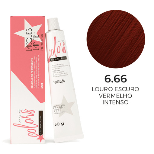 Coloração Jacques Janine Amazing Colors 6.66 Louro Escuro Vermelho Intenso