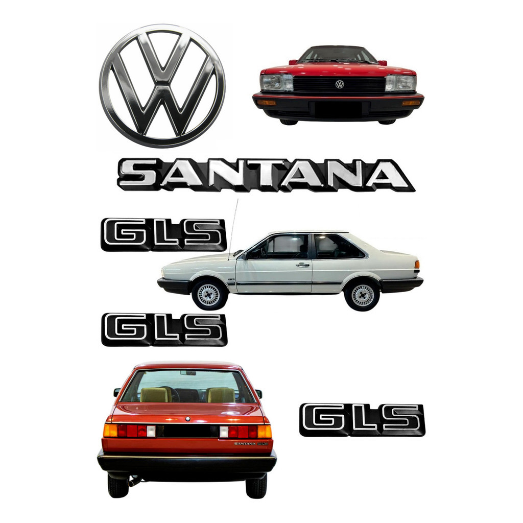 Emblemas Santana Gls + Laterais + Vw Da Grade - 1987 À 1990