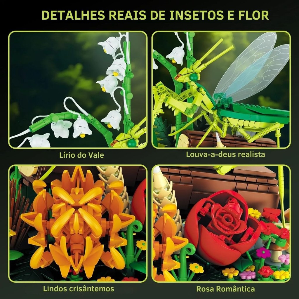 Detalhes do Blocos De Montar Insetos Louva a Deus 769 Peças - Castela