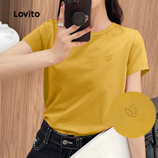Lovito Camisa Casual com Bordado Primavera/verão Camiseta Amarela para mulheres L149ED1058 em Oferta na Shopee