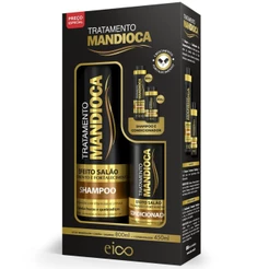 Eico Tratamento Mandioca Força Crescimento Shampoo Sem Sal 800ml Condicionador Leave-in 450ml
