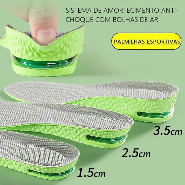 Palmilha Altura Verde Espuma Conforto Gel Elevador Anti Odor