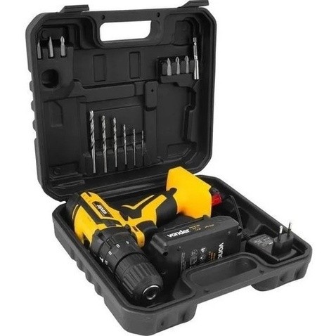 Parafusadeira Furadeira Bateria 12v Martelete Vonder Pfv012i 12v + Acessórios + Trena