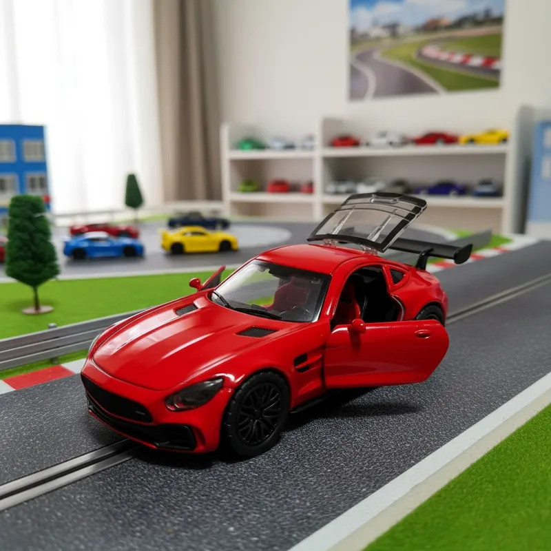 Miniatura Carro Mercedes-Benz AMG GT-R 1:32 Ferro Metal Fricção Abre Portas Porta Mala Roda Borracha