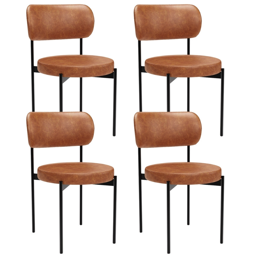 Kit 04 Cadeiras Estofadas Para Sala De Jantar Louvre L02 Couríssimo Camel - Lyam Decor em Oferta na Shopee