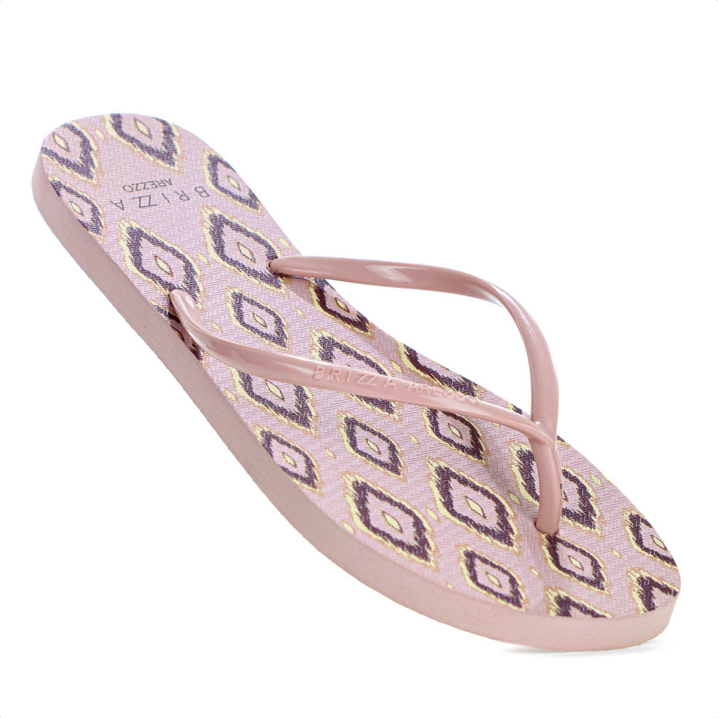 Chinelo Brizza Arezzo Tira Slim Ikat Rosa - Feminino