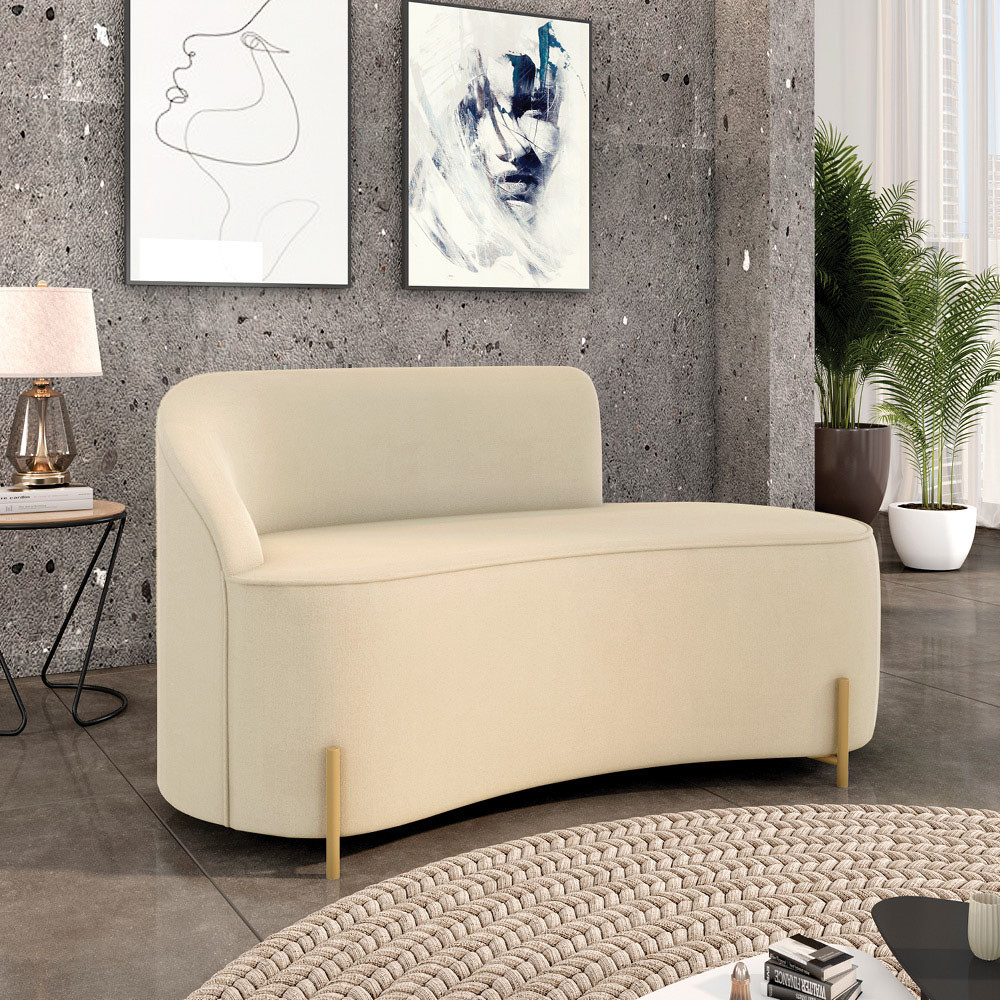 Sofá 2 Lugares Orgânico 140cm Pé Dourado Morgan Suede D03 - D'Rossi