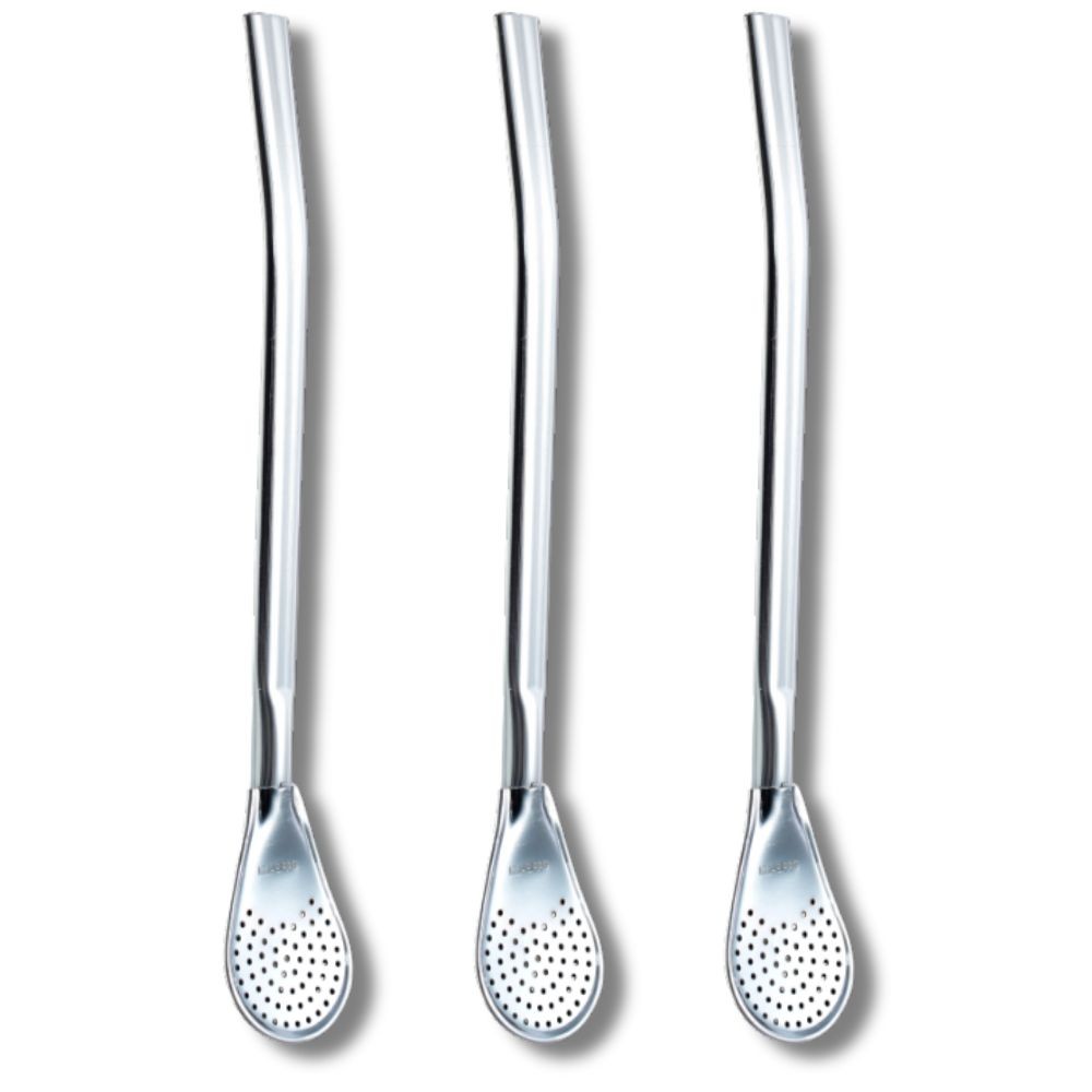 Kit 3 Bomba Cromada Para Tereré e Chimarrão 19cm