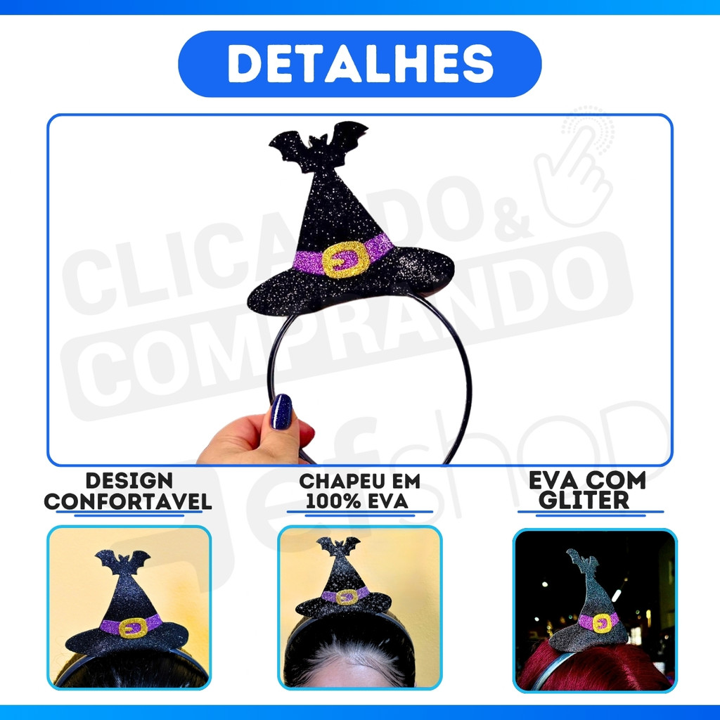 Tiara Chapeu de Bruxa para Festas Fantasia,Cosplay,Eventos,Carnaval e Halloween · foto 2