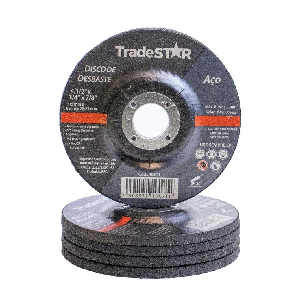 Disco Desbaste 115 x 6,0 mm Aço Tradestar em Oferta na Shopee
