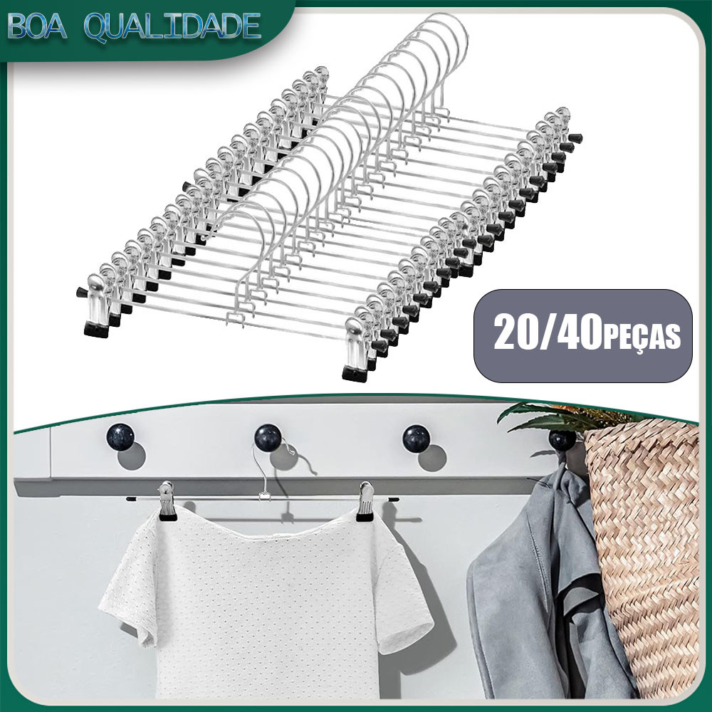 Rack de calças de Metal 20/40 peças com rack de secagem antiderrapante de borracha clipe retrátil rack de calças