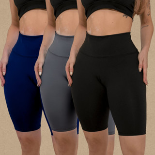 Kit 3 Bermuda Legging Feminino Meia Coxa Cintura Alta em Oferta na Shopee