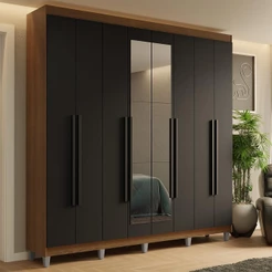 Guarda-Roupa Casal com Pés 8 Portas Batentes com Espelho Saturno Madesa