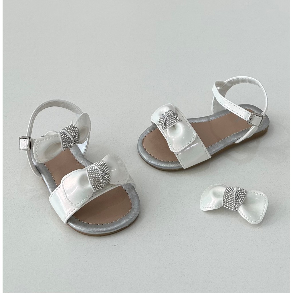 Sandália Infantil Pampili Branca Menina Laço Pedraria Brilho Festa Casual Conforto Moda Kids Princesa