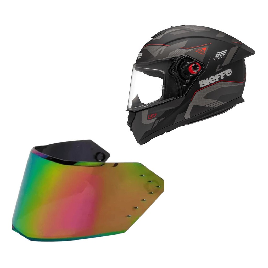 Capacete Bieffe B12 Avant Preto Moto + Viseira Camaleao