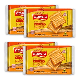 Kit 4un Biscoito Cream Cracker 350G Trad Vitarella Crocks em Oferta na Shopee