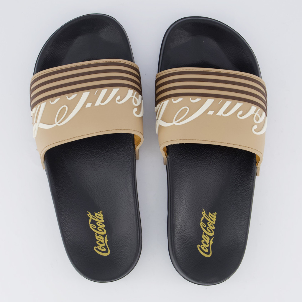 Chinelo Coca Cola Slide Motion Preto e Bege