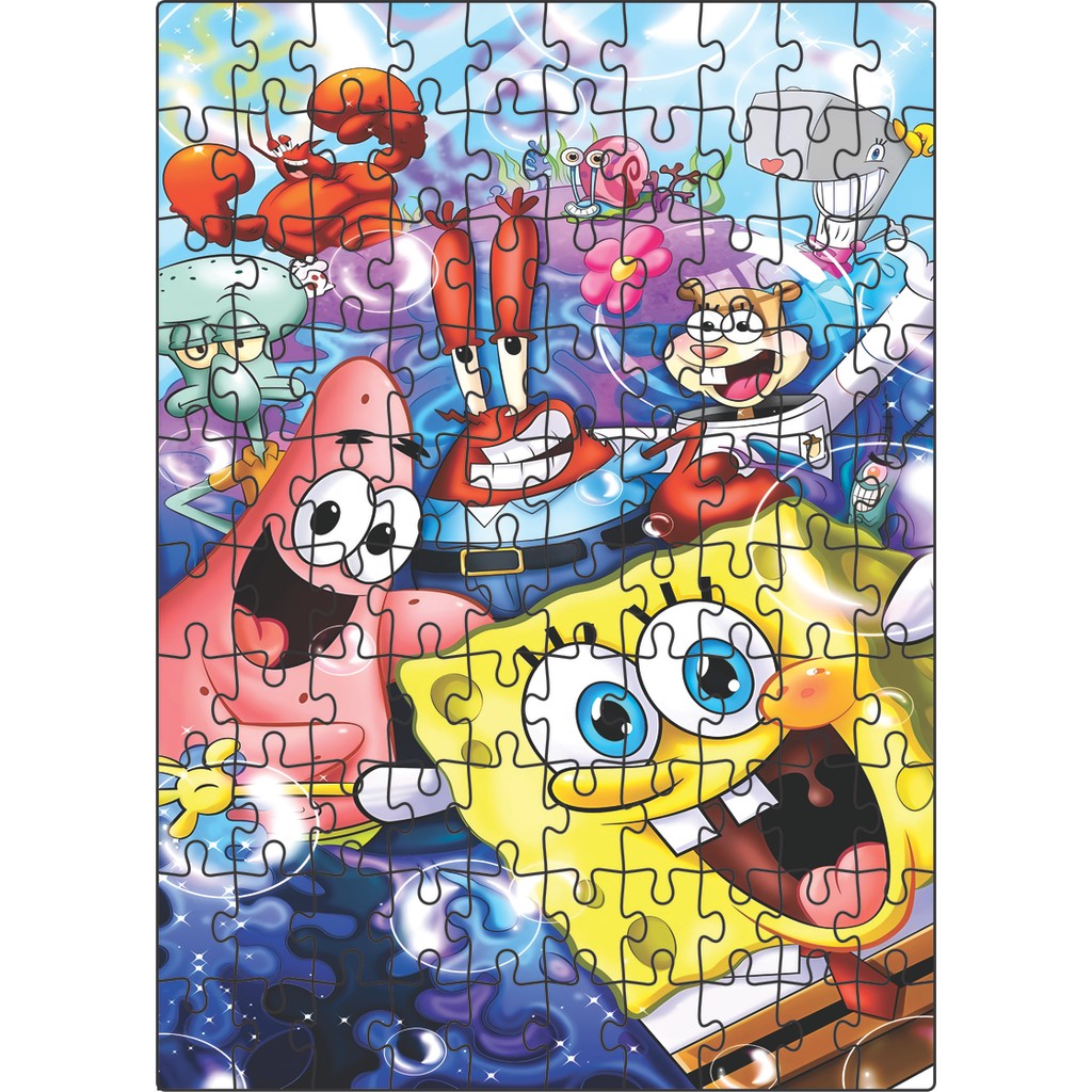 Quebra-cabeça Infantil Educacional feito em Madeira (MDF) Bob Esponja 20X28 cm 100 peças