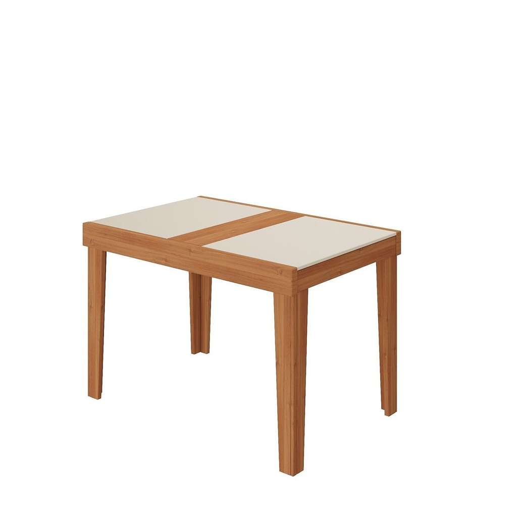 Mesa de Jantar Extensível 120cm Naturalle Madeira Maciça  Naturalle/Off White em Oferta na Shopee