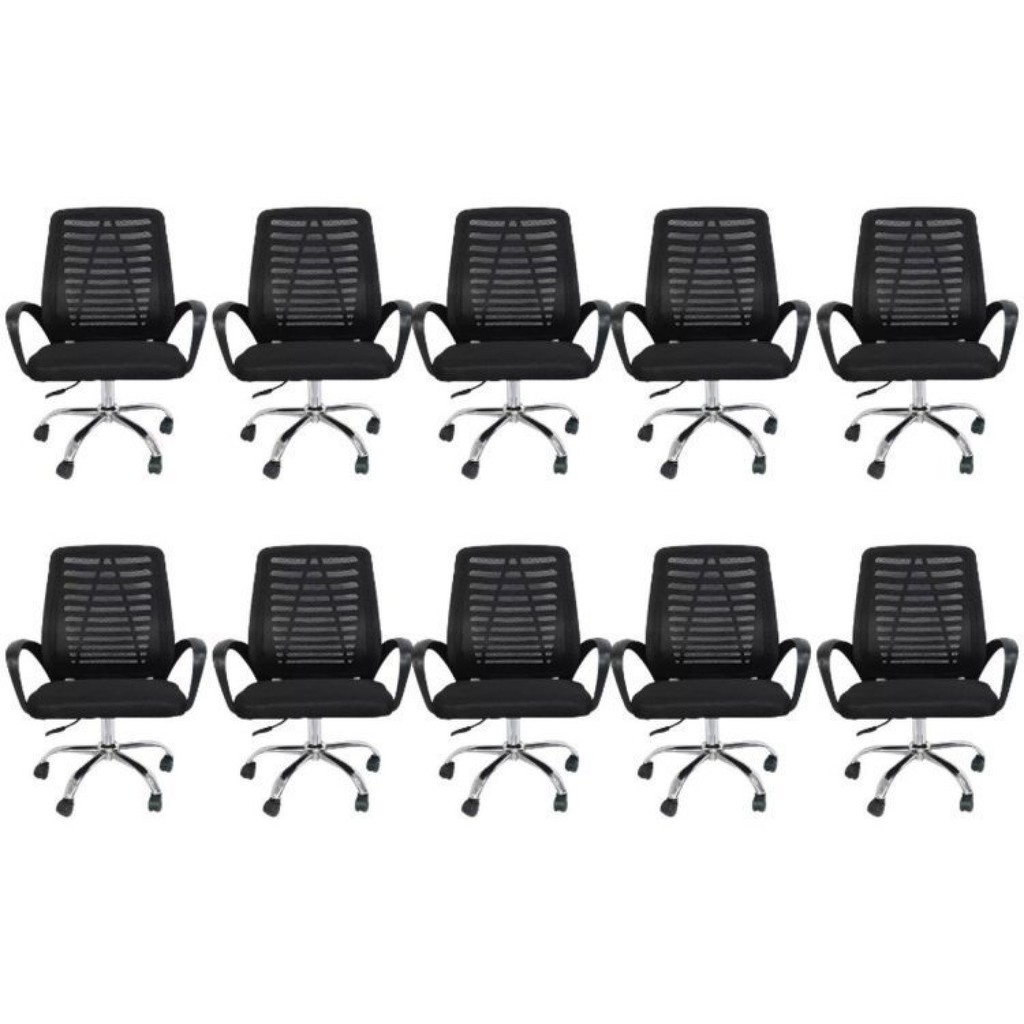 Kit 10 Cadeiras de Escritório Diretor Tela Mesh Cádis Cadeira Diretor