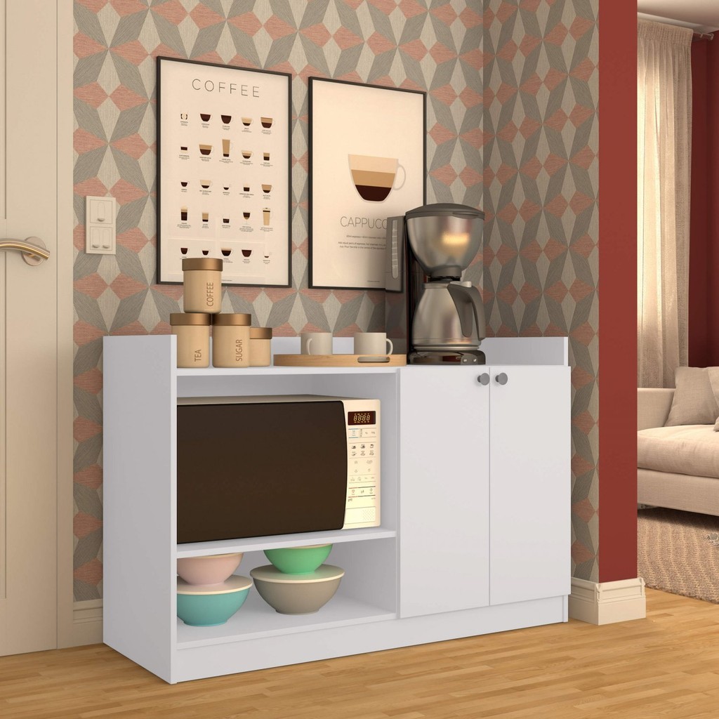 Balcão para Forno e Micro-ondas 2 Portas Branco em Oferta na Shopee