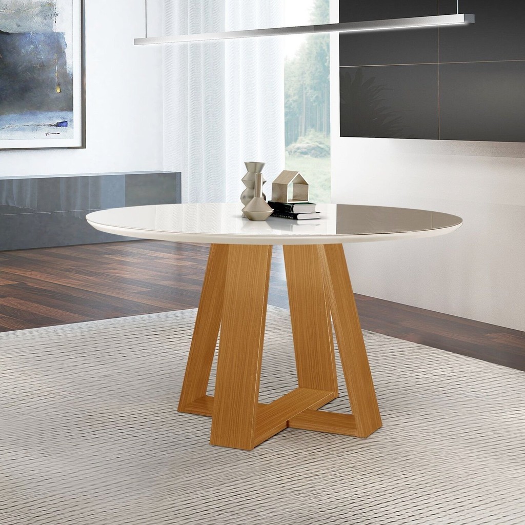 Mesa para Sala de Jantar Tampo com Vidro Grécia Castanho Cinamomo em Oferta na Shopee