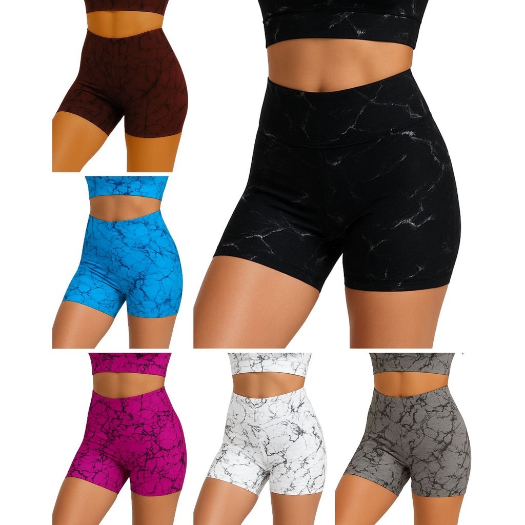 Shortinho Marmorizado Shorts Rajado Tie Dye Cintura Alta Suplex em Oferta na Shopee